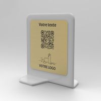 Présentoir vertical givré aspect laiton carré - Support QR Code en plexiglass pour restaurant