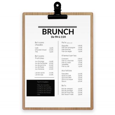 Planche et porte-menu en bois pour les restaurants, hôtels, et cafés