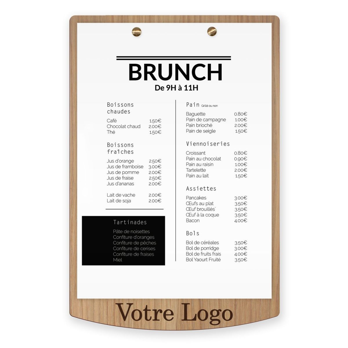 Planche et porte-menu en bois pour les restaurants, hôtels, et cafés