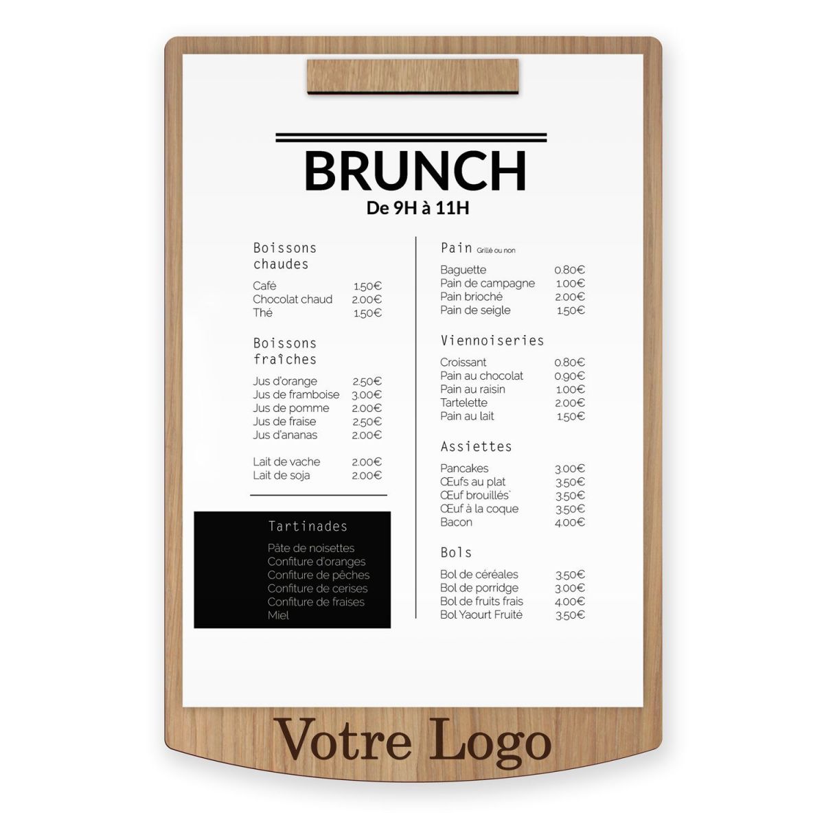 Planche et porte-menu en bois pour les restaurants, hôtels, et cafés