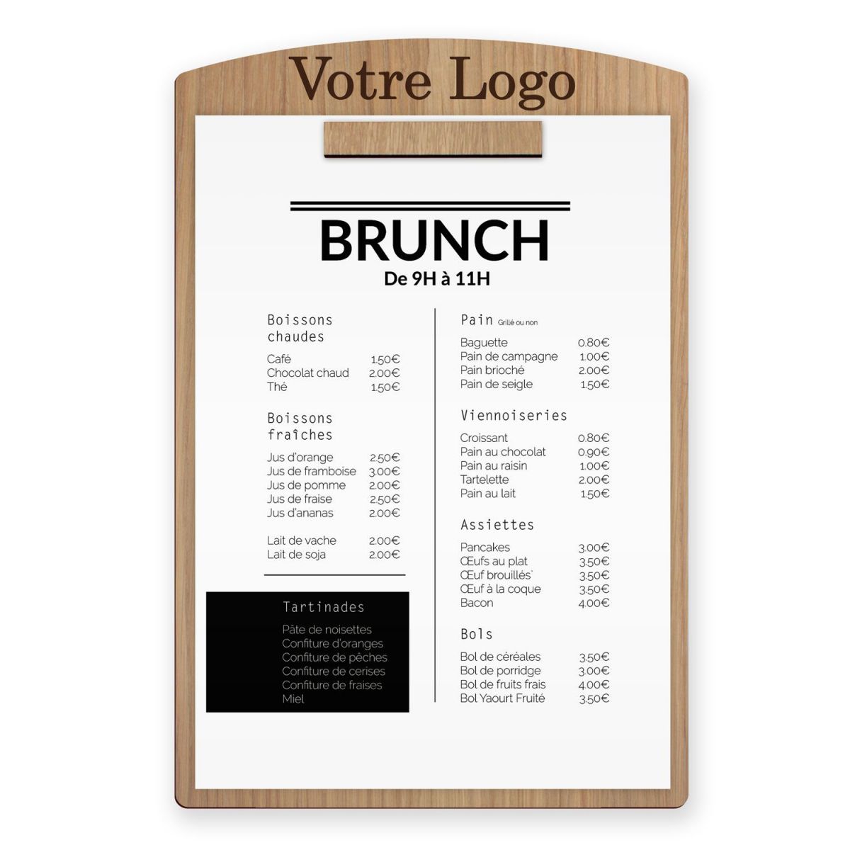 Planche et porte-menu en bois pour les restaurants, hôtels, et cafés