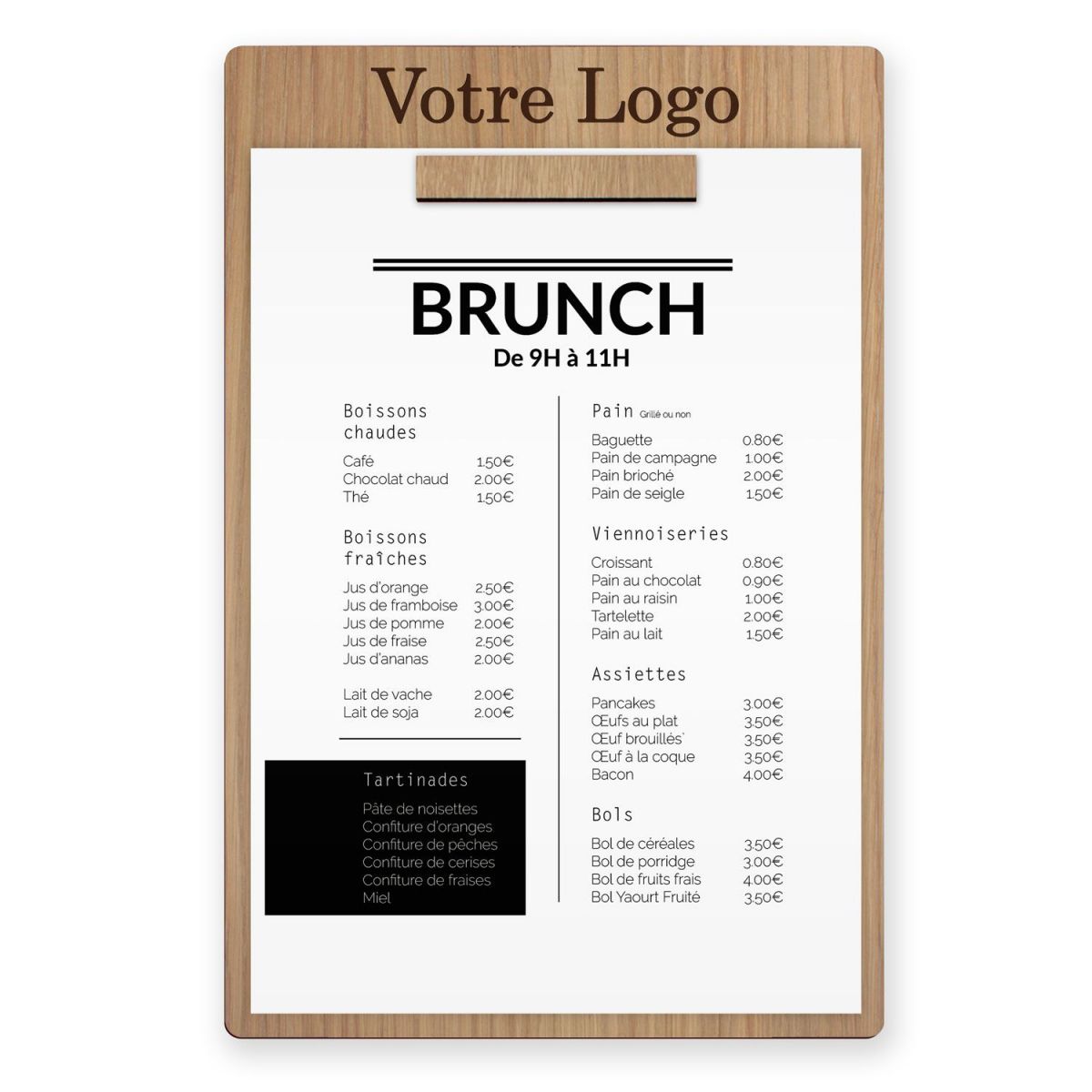 Planche et porte-menu en bois pour les restaurants, hôtels, et cafés