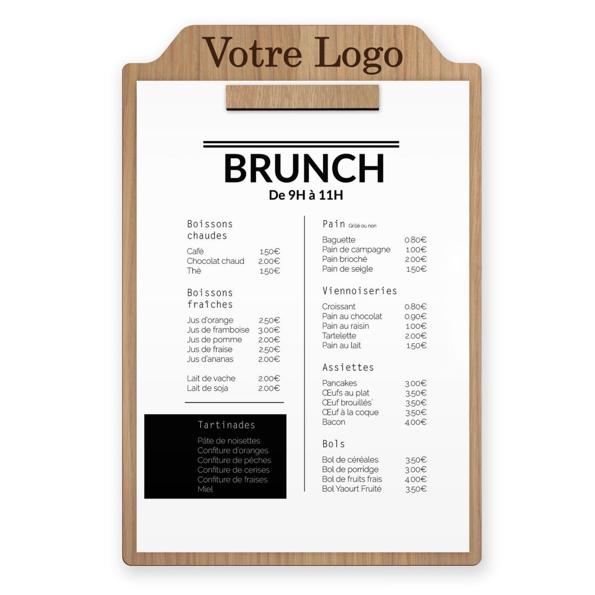 Planche et porte-menu en bois pour les restaurants, hôtels, et cafés