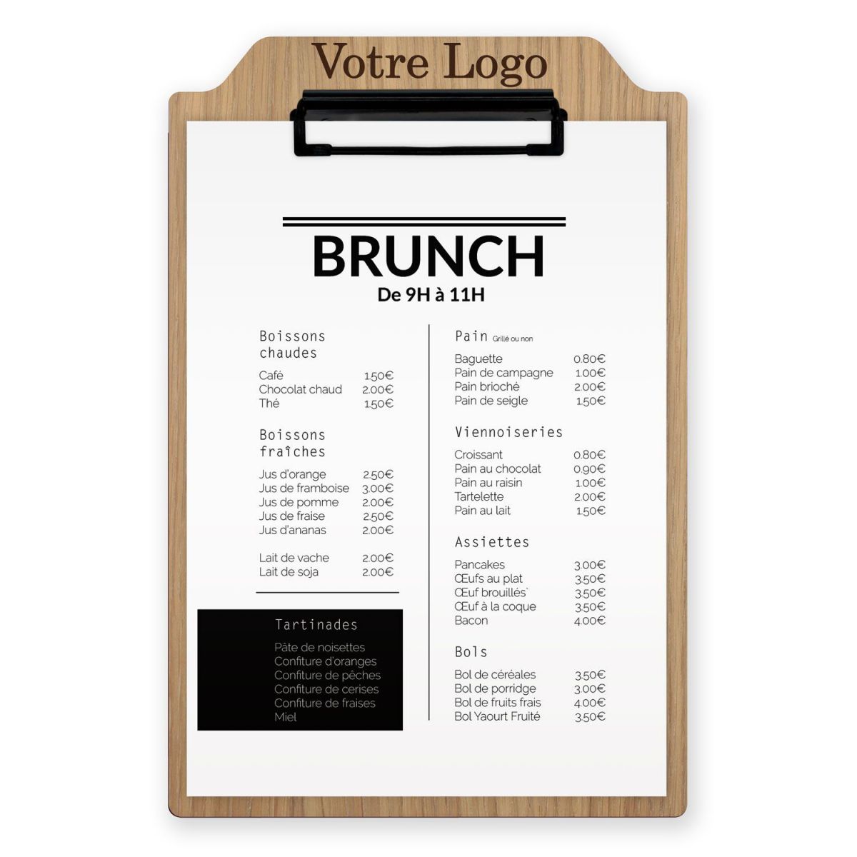 Planche et porte-menu en bois pour les restaurants, hôtels, et cafés