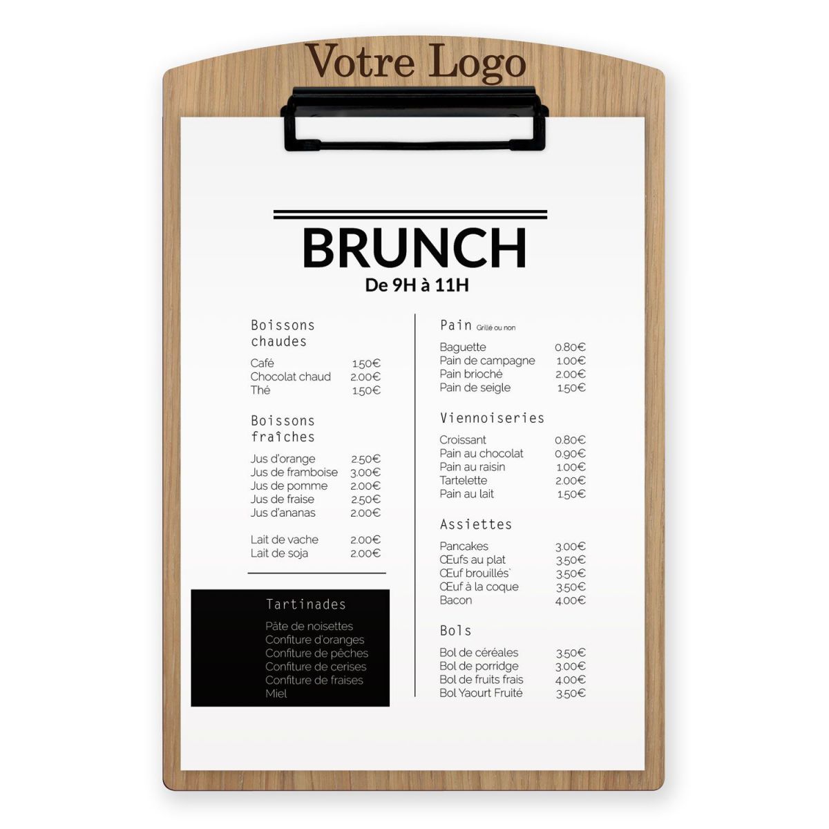 Planche et porte-menu en bois pour les restaurants, hôtels, et cafés