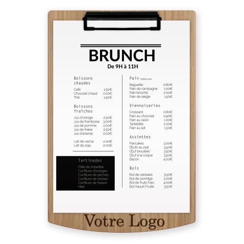 Planche et porte-menu en bois pour les restaurants, hôtels, et cafés