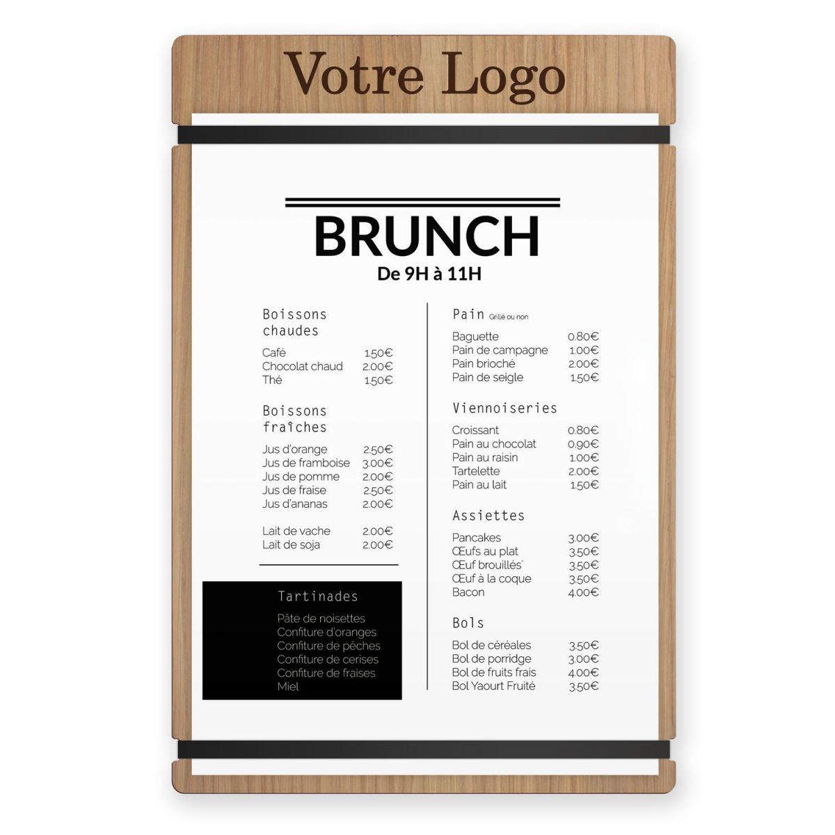 Planche et porte-menu en bois pour les restaurants, hôtels, et cafés