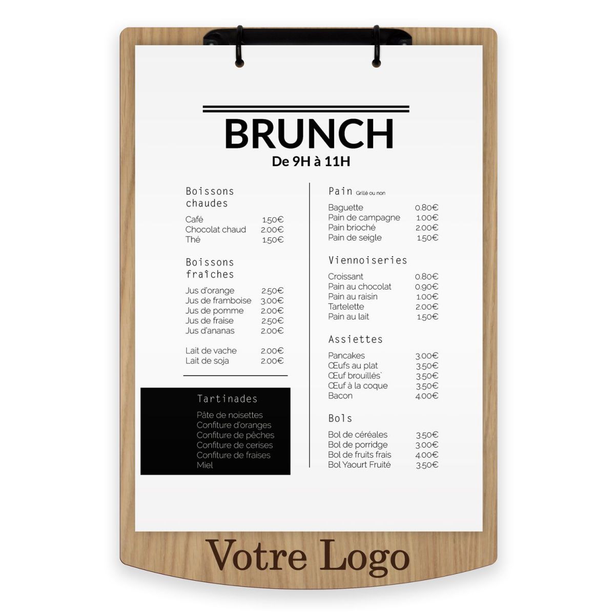 Planche et porte-menu en bois pour les restaurants, hôtels, et cafés
