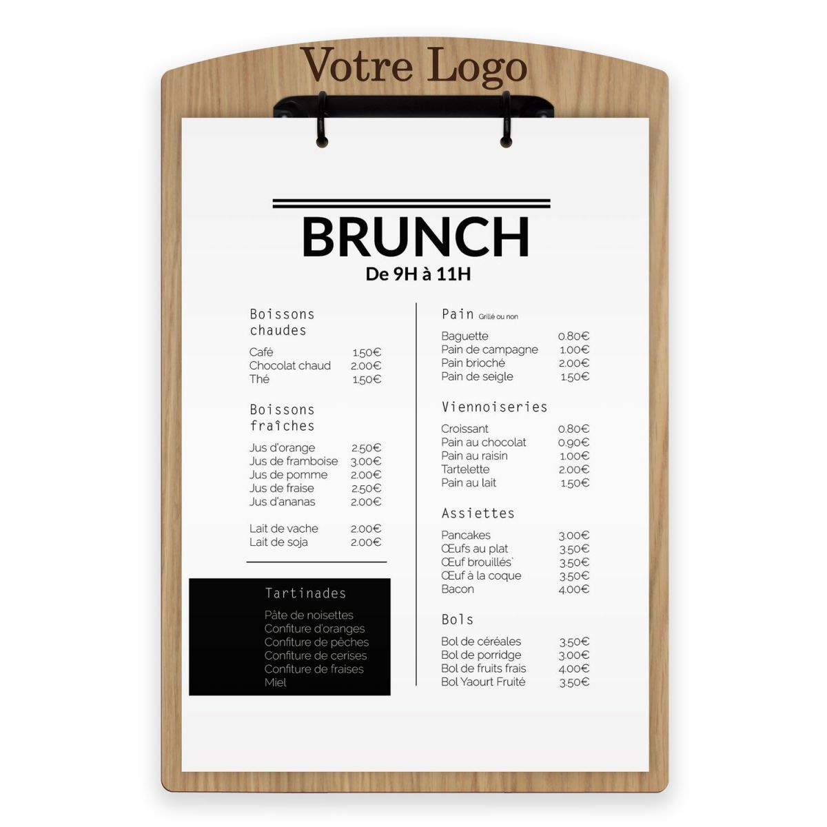 Planche et porte-menu en bois pour les restaurants, hôtels, et cafés