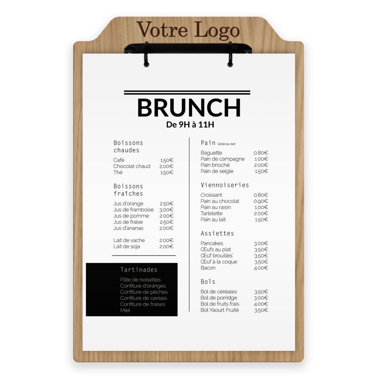 Planche et porte-menu en bois pour les restaurants, hôtels, et cafés