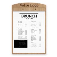 Porte-menu - Vis + Barre longue - Bois - Haut - Logo haut arrondi
