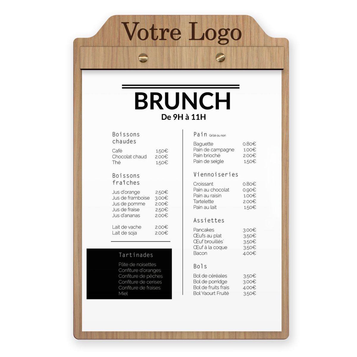 Porte menu et planche en bois pour restaurant et hotel