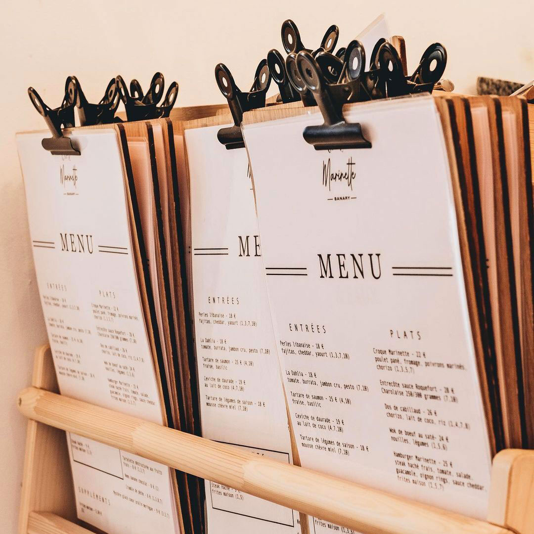Porte-menu en bois pour bar avec pince bulldog